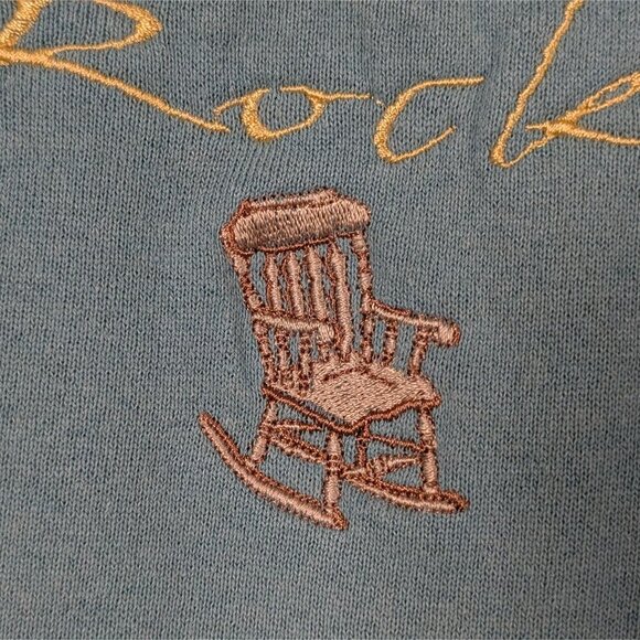 VTG 90s JERZEES Sweatshirt Grandma Rocks Adult XL Teal Embroidered Granny - Picture 7 of 7